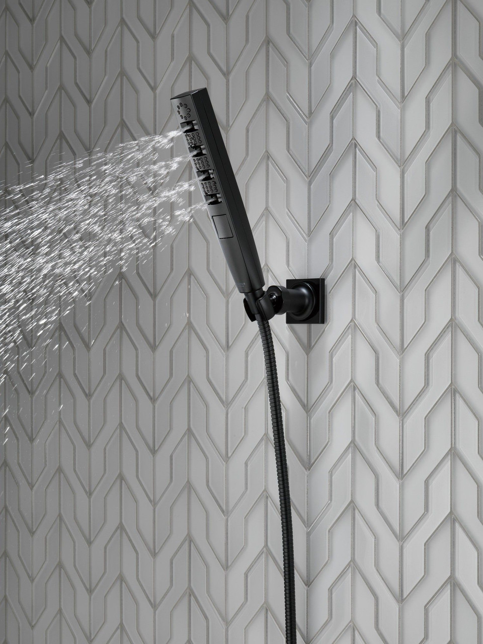 Delta 55140-BL Universal Showering Components H2Okinetic 4-Setting Wall Mount Hand Shower, Matte Black