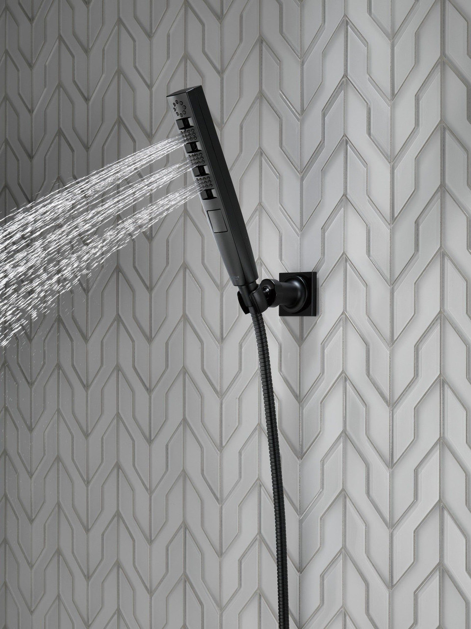 Delta 55140-BL Universal Showering Components H2Okinetic 4-Setting Wall Mount Hand Shower, Matte Black