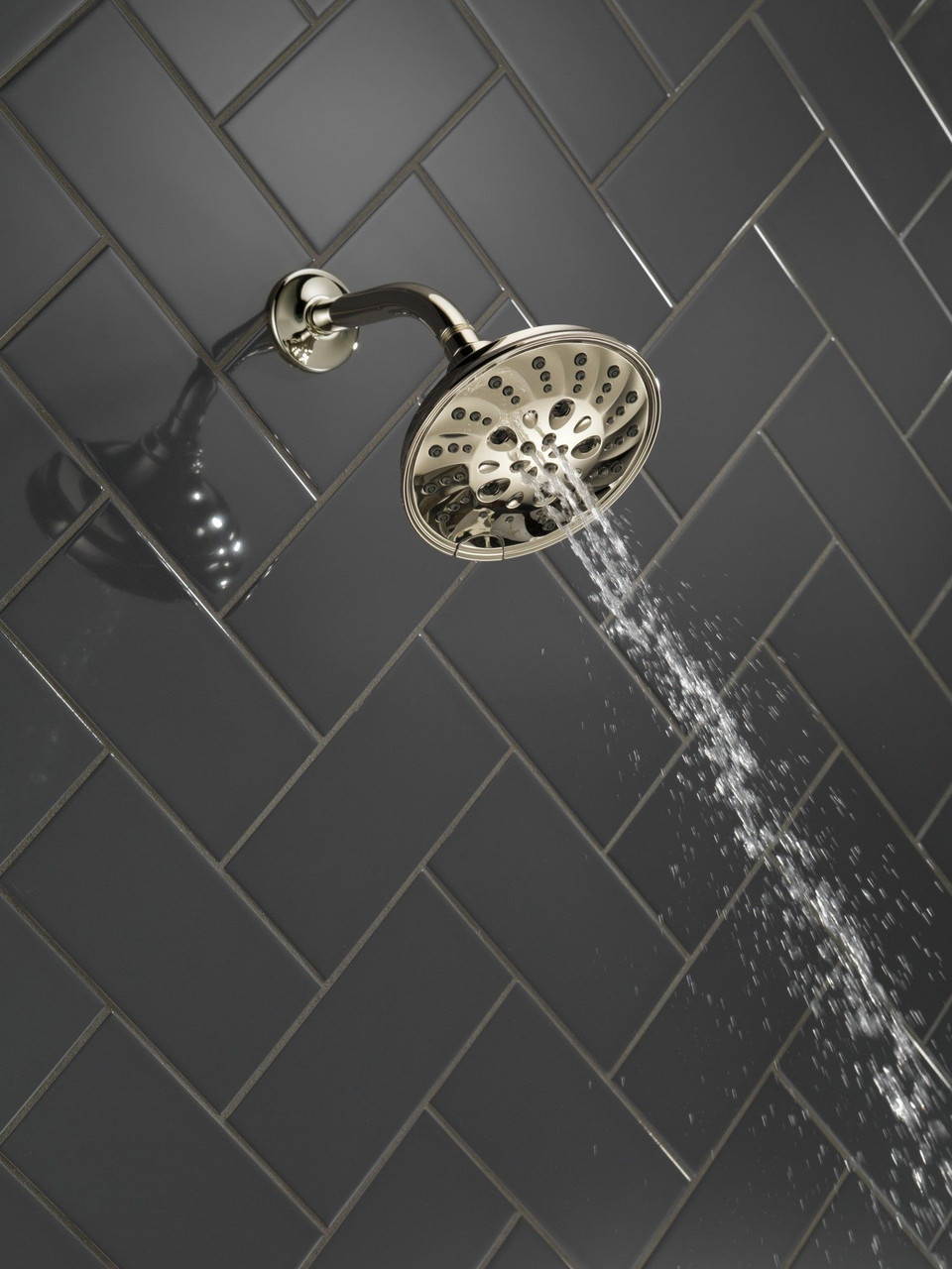 52669-PN-PR Universal Showering Components H2Okinetic 5-Setting Traditional Raincan Shower Head, Lumicoat Polished Nickel