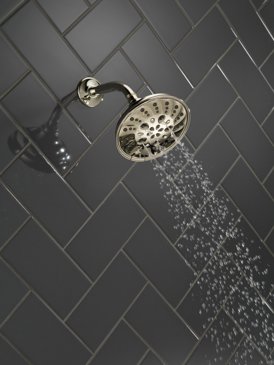 52669-PN-PR Universal Showering Components H2Okinetic 5-Setting Traditional Raincan Shower Head, Lumicoat Polished Nickel