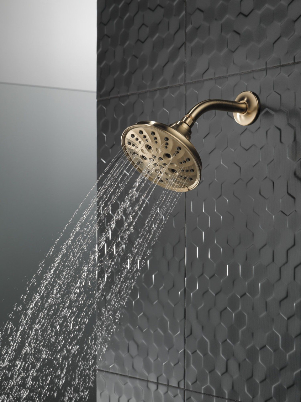 Delta 52669-CZ-PR Universal Showering Components H2Okinetic 5-Setting Traditional Raincan Shower Head, Lumicoat Champagne Bronze