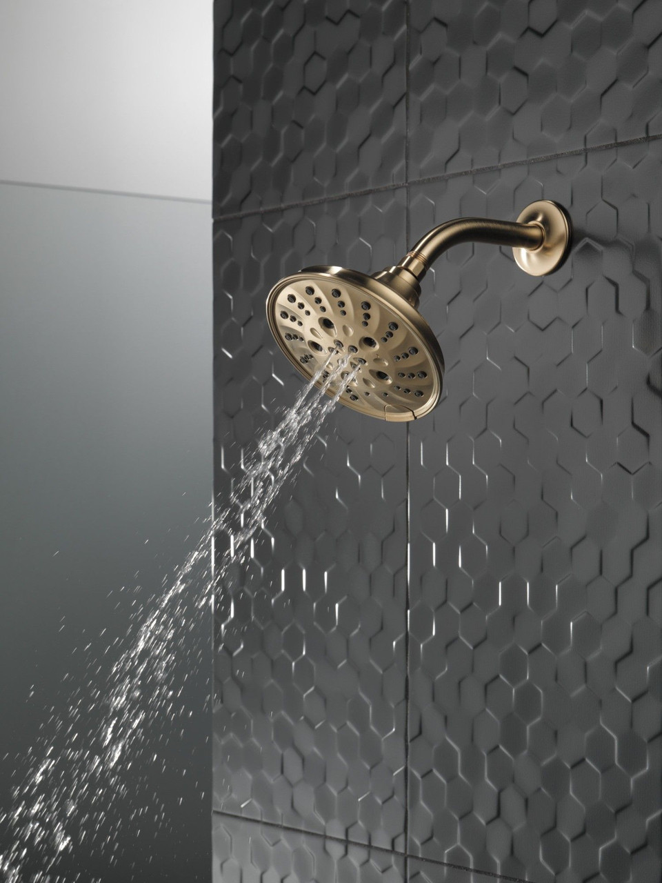 Delta 52669-CZ-PR Universal Showering Components H2Okinetic 5-Setting Traditional Raincan Shower Head, Lumicoat Champagne Bronze