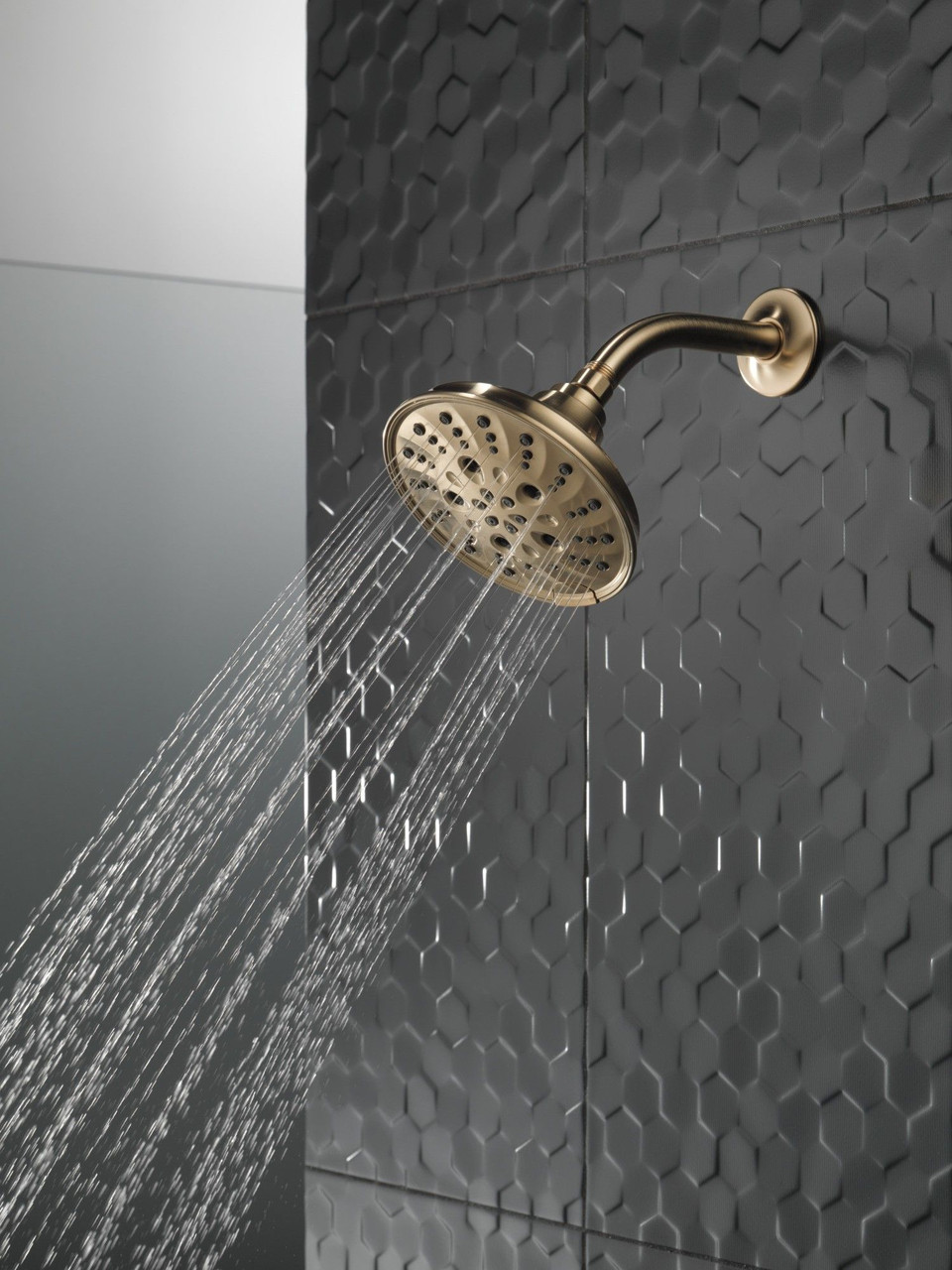 Delta 52669-CZ-PR Universal Showering Components H2Okinetic 5-Setting Traditional Raincan Shower Head, Lumicoat Champagne Bronze