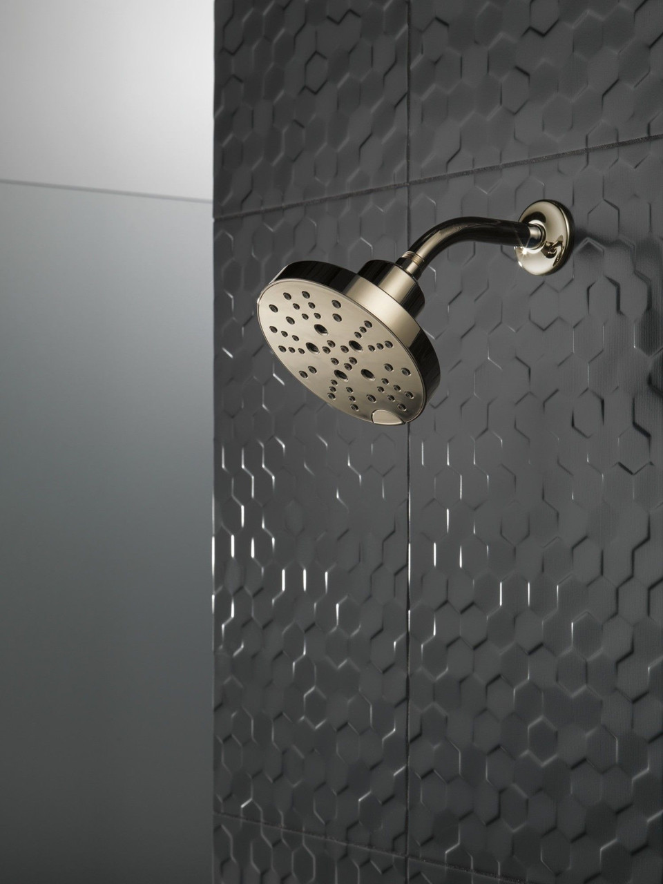 52668-PN-PR Universal Showering Components H2Okinetic 5-Setting Contempoary Round Raincan Shower Head, Lumicoat Polished Nickel