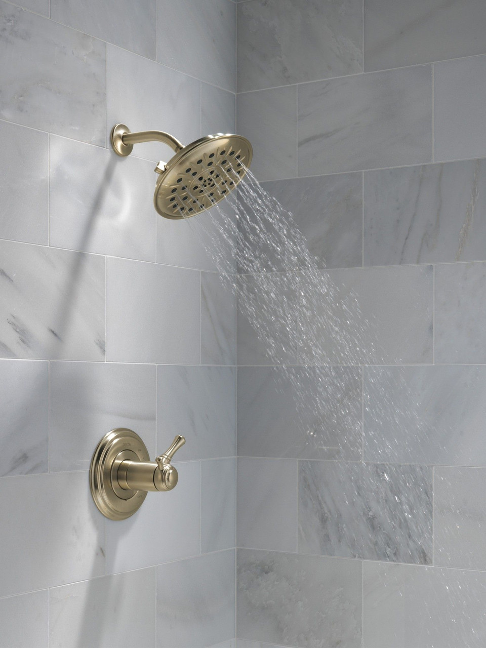 Delta 52487-CZ-PR Universal Showering Components H2Okinetic 4-Setting Shower Head with Ultrasoak, Lumicoat Champagne Bronze