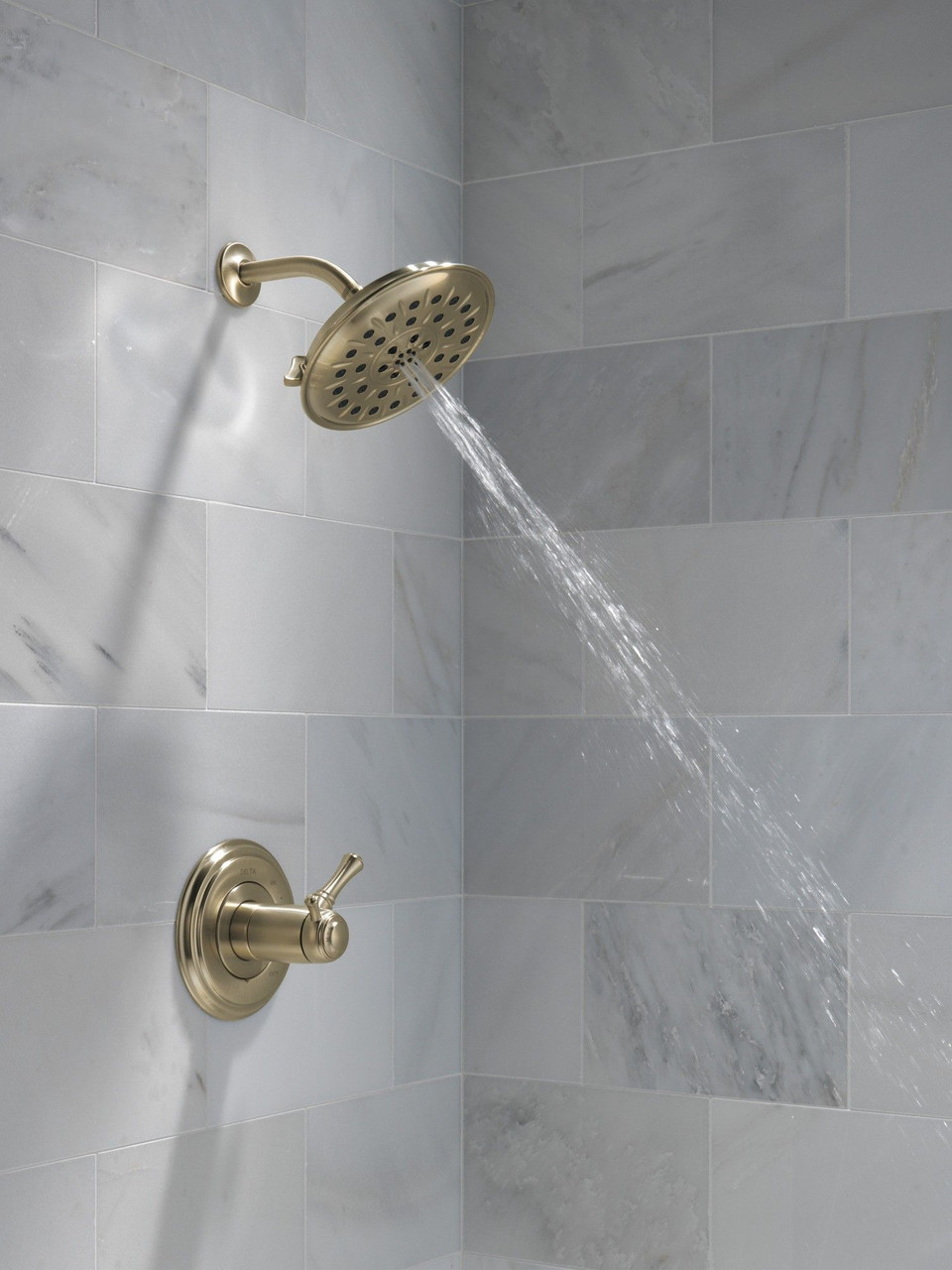 Delta 52487-CZ-PR Universal Showering Components H2Okinetic 4-Setting Shower Head with Ultrasoak, Lumicoat Champagne Bronze