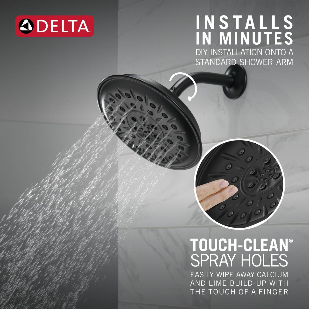 Delta 52487-BL Universal Showering Components UltraSoak 4-Setting Shower Head, Matte Black