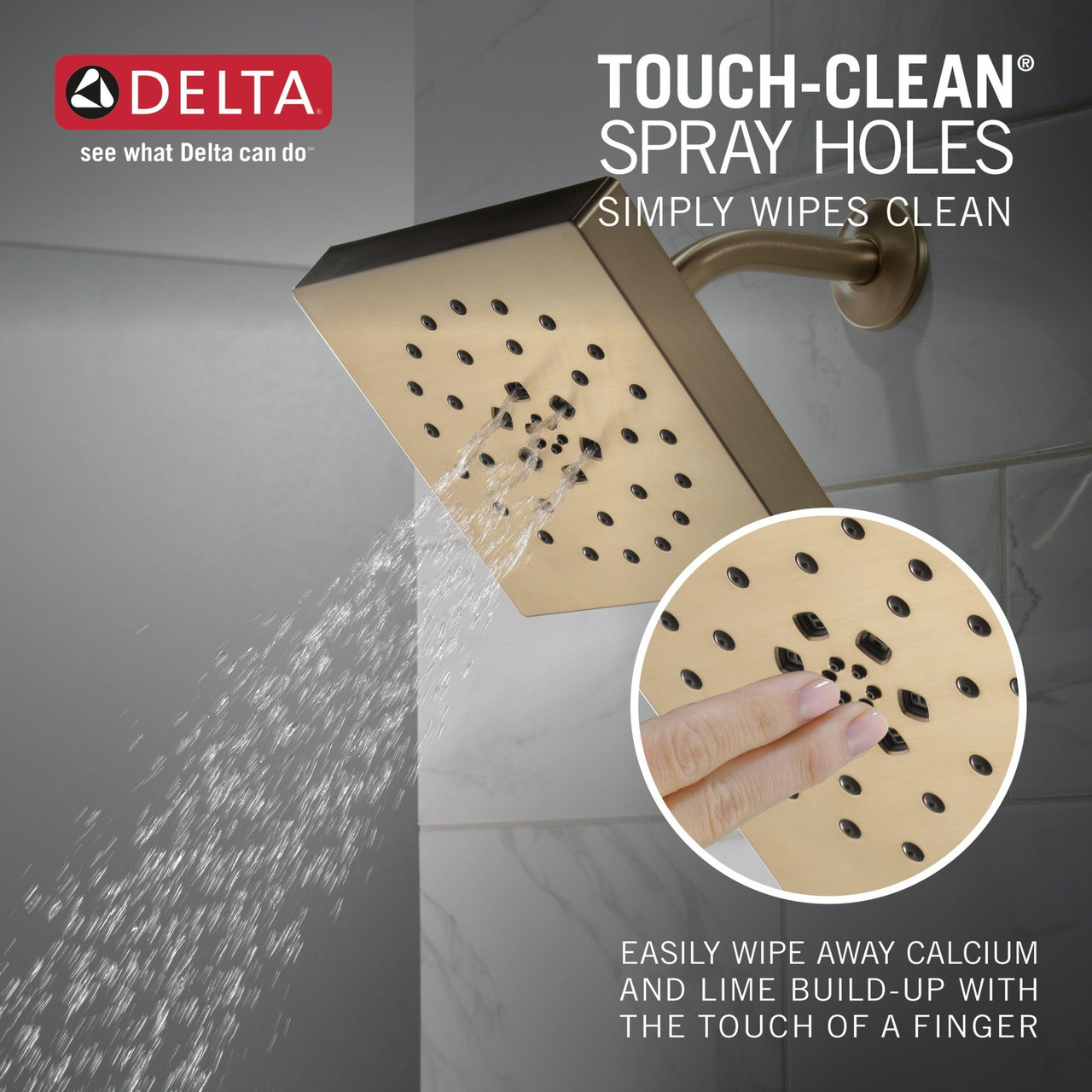 Delta 52484-CZ-PR Universal Showering Components H2Okinetic 4-Setting Shower Head with Ultrasoak, Lumicoat Champagne Bronze
