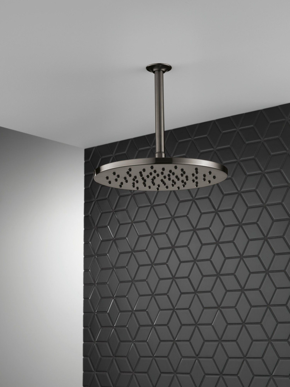 52158-KS-PR Universal Showering Components Single-Setting Metal Raincan Shower Head, Lumicoat Black Stainless