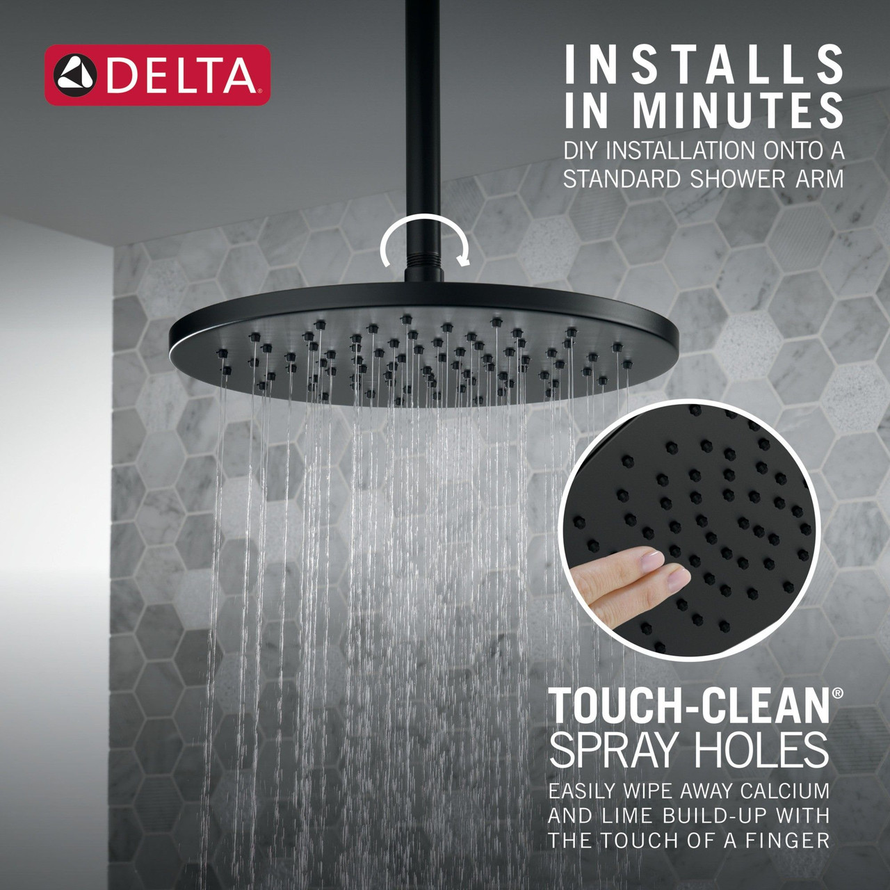 52158-BL Universal Showering Components Single-Setting Metal Raincan Shower Head, Matte Black