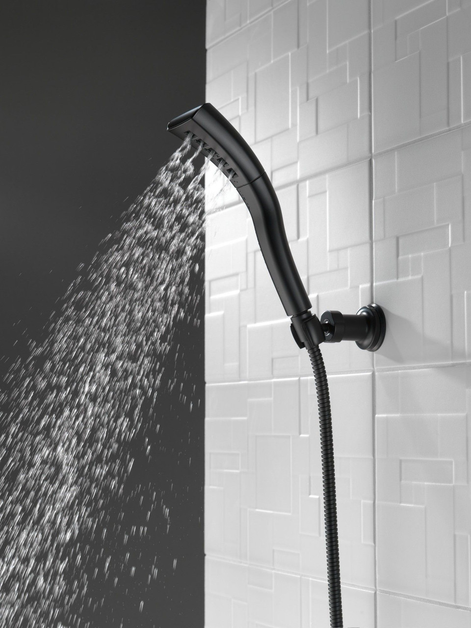 Delta 55421-BL Universal Showering Components Single-Setting H2Okinetic Wall Mount Hand Shower, Matte Black