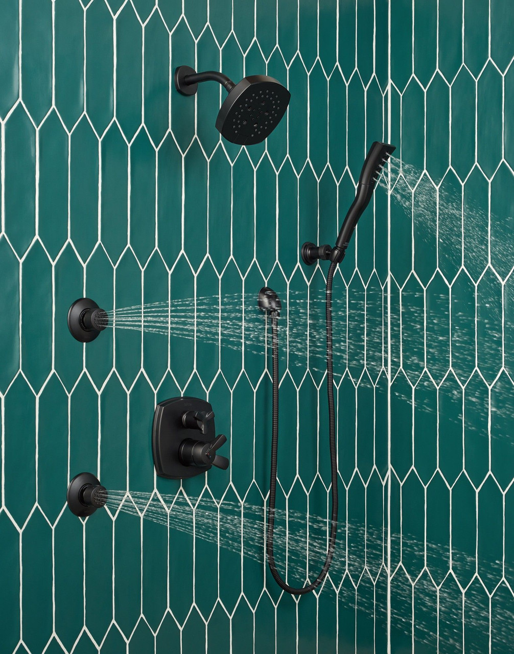 55421-BL Universal Showering Components Single-Setting H2Okinetic Wall Mount Hand Shower, Matte Black