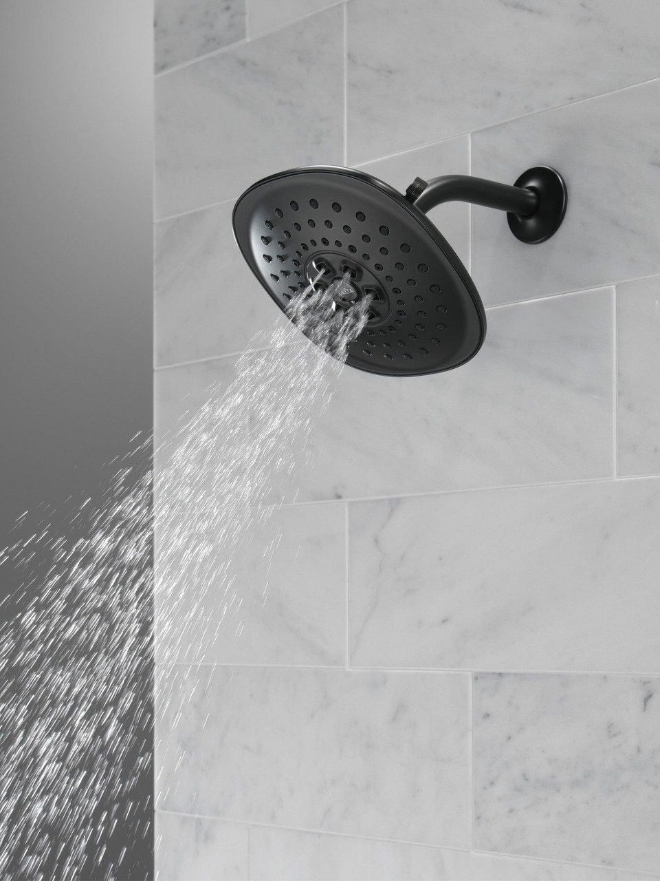 Delta 52686-BL Universal Showering Components H2Okinetic R 3-Setting Raincan Shower Head, Matte Black