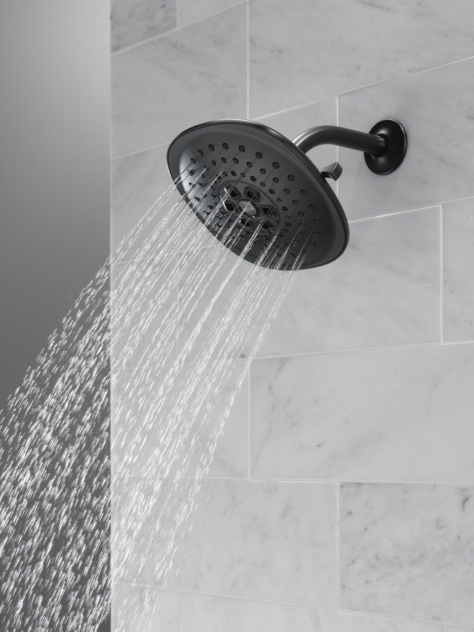 Delta 52686-BL Universal Showering Components H2Okinetic R 3-Setting Raincan Shower Head, Matte Black