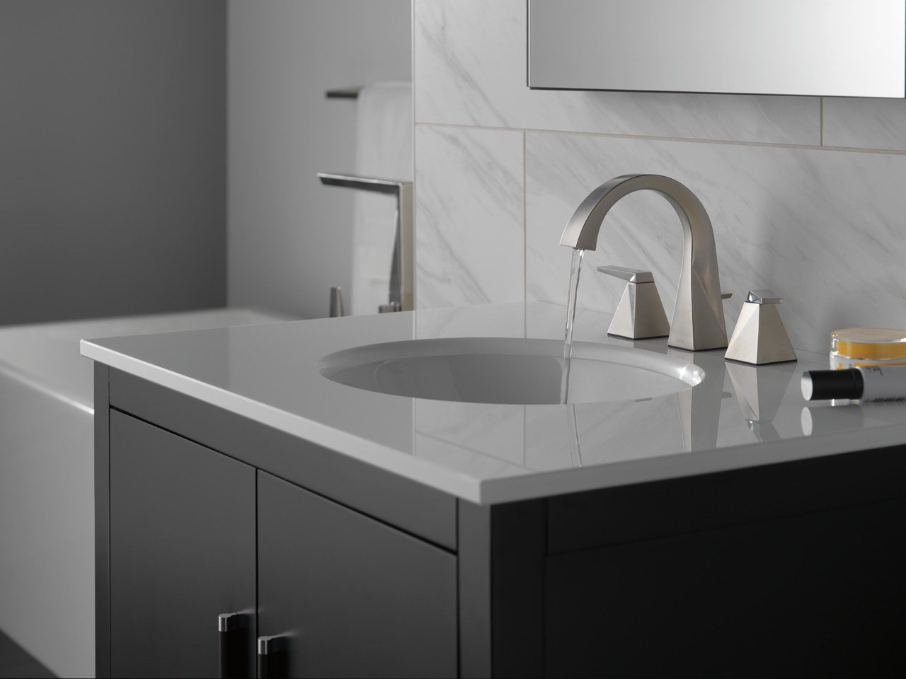 Delta 35546-SS-PR-MPU-DST Trillian Two Handle Widespread Bathroom Faucet, Lumicoat Stainless