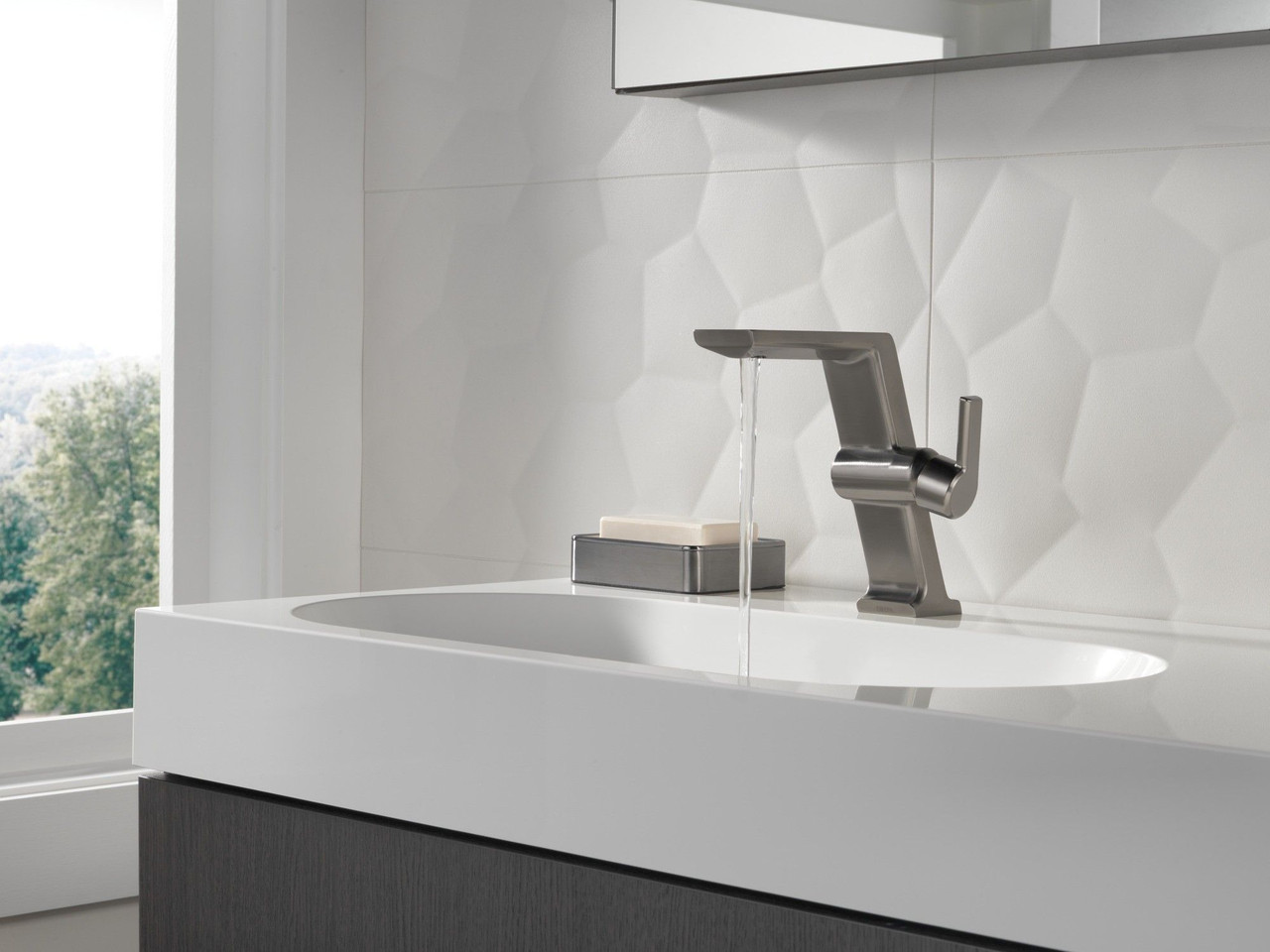 699-KS-PR-DST Pivotal Single Handle Mid-Height Vessel Bathroom Faucet, Lumicoat Black Stainless