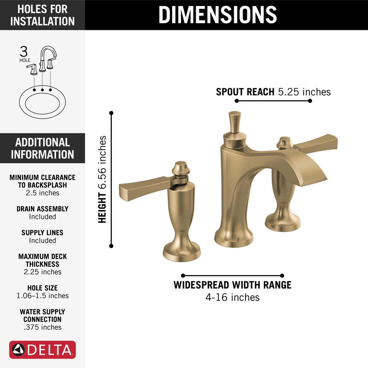 Delta 3556-CZMPU-DST Dorval Two Handle Widespread Bathroom Faucet, Champagne Bronze
