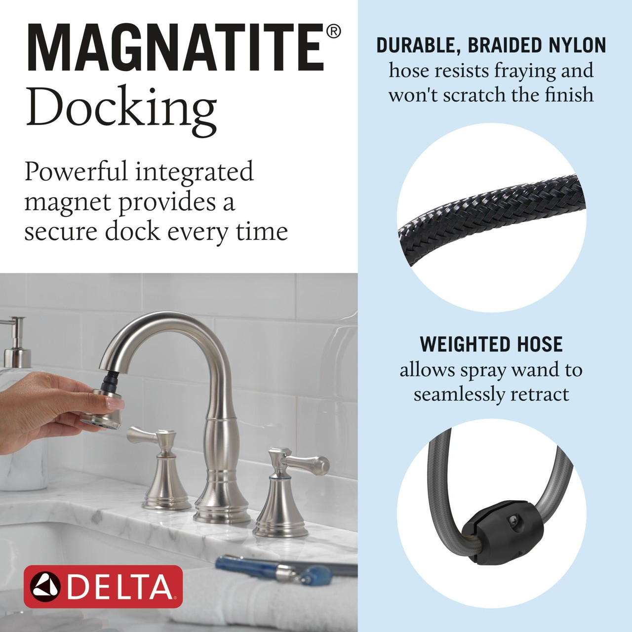 Delta 3597-SSPD-DST Cassidy Two Handle Widespread Pull Down Bathroom Faucet, Stainless