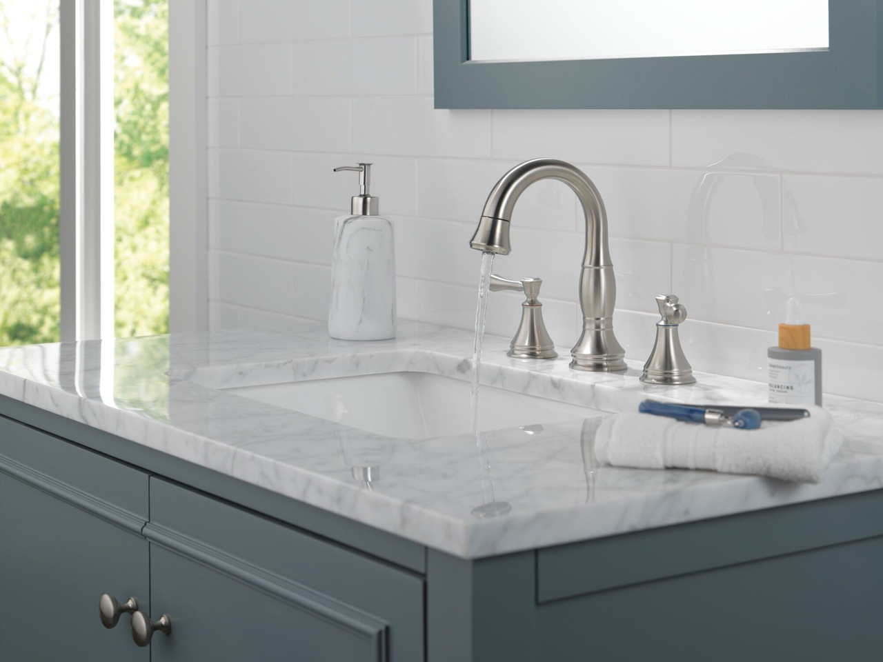 3597-SSPD-DST Cassidy Two Handle Widespread Pull Down Bathroom Faucet, Stainless