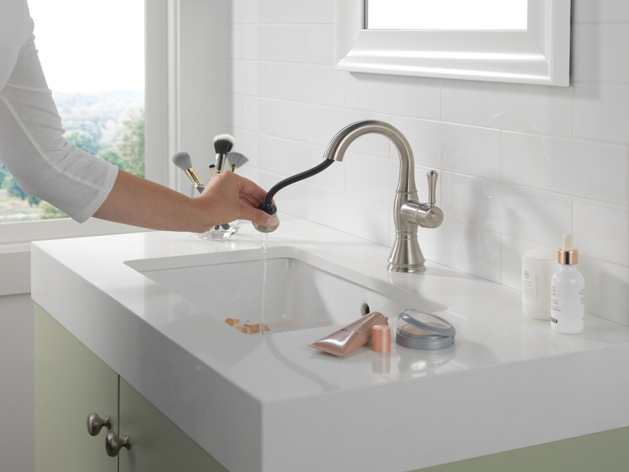 597-SSPD-DST Cassidy Single Handle Pull Down Bathroom Faucet, Stainless