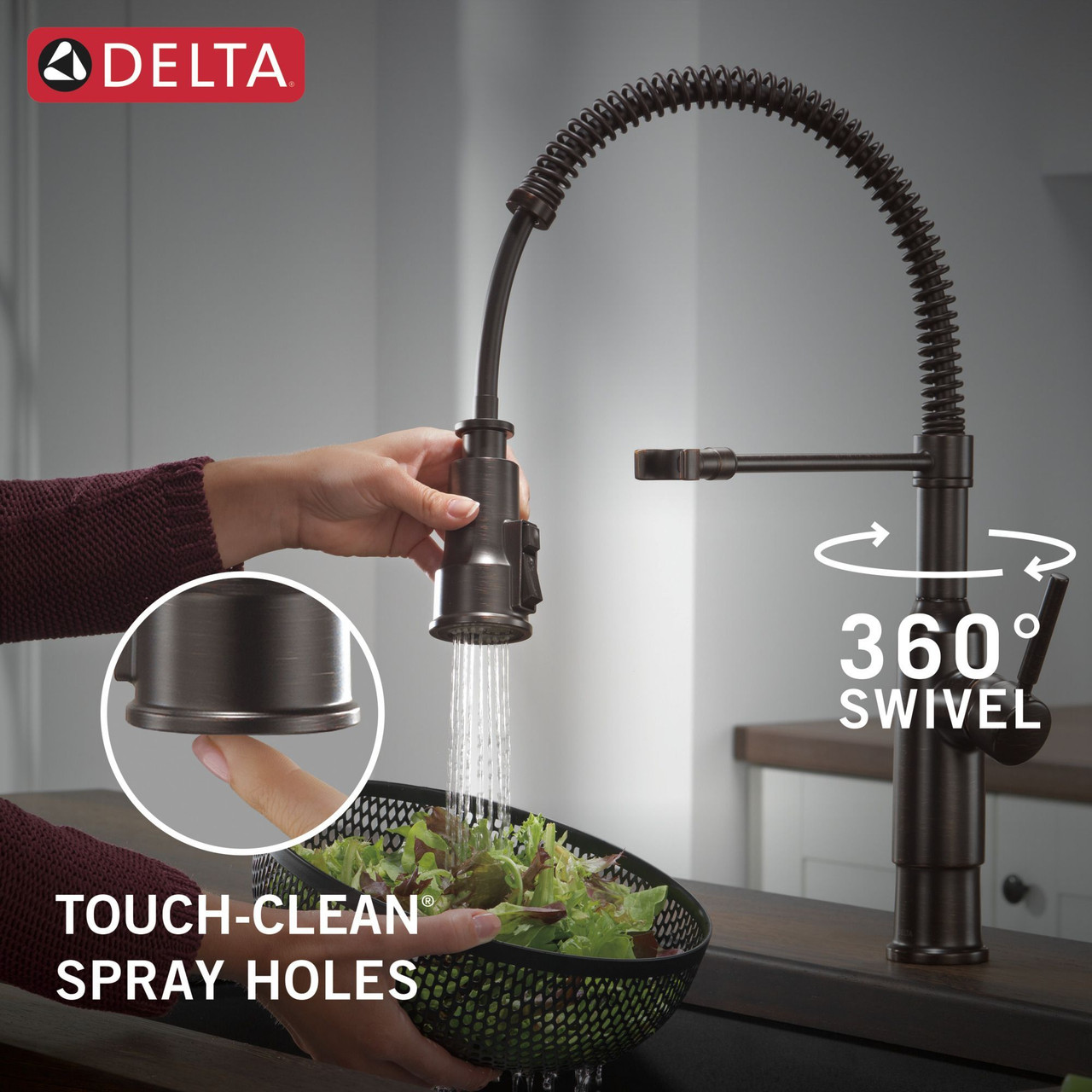 Delta 18804Z-RB-DST Theodora Single Handle Pull Down Spring Kitchen Faucet, Venetian Bronze