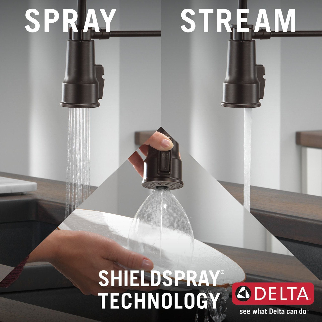 Delta 18804Z-RB-DST Theodora Single Handle Pull Down Spring Kitchen Faucet, Venetian Bronze