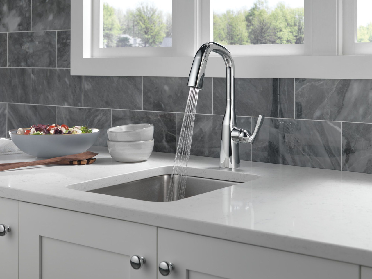 9976-PR-DST Stryke Single Handle Pull Down Bar or Prep Faucet, Lumicoat Chrome