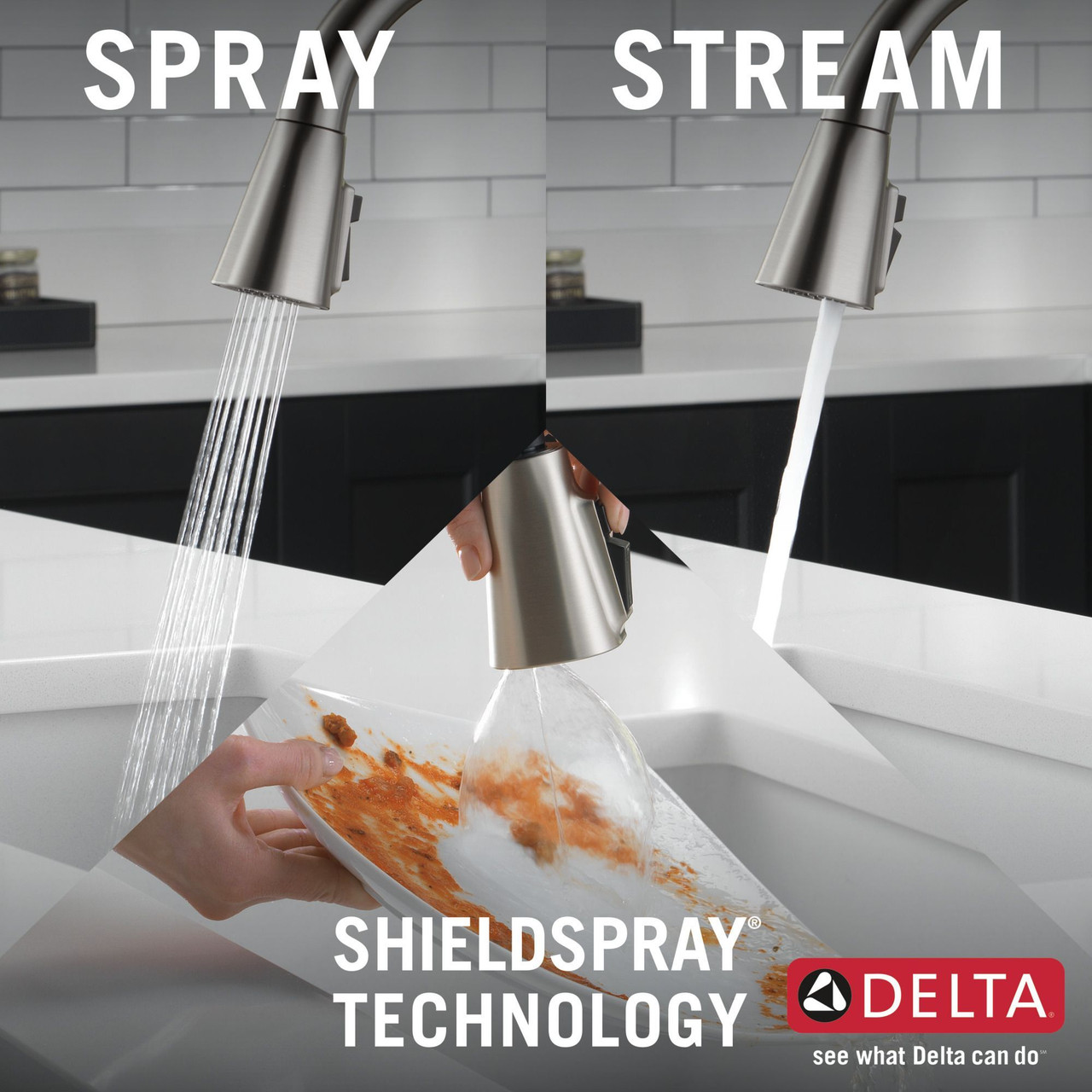 Delta 19802Z-SP-DST Lenta Single Handle Pull Down Kitchen Faucet, Spotshield Stainless