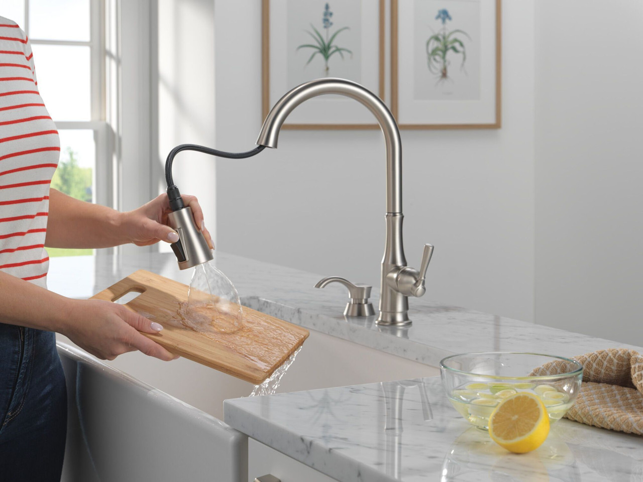 Delta 19877Z-SPSD-DST Capertee Single Handle Pull Down Kitchen Faucet with Soap Dispenser and ShieldSpray Technology, Spotshield Stainless