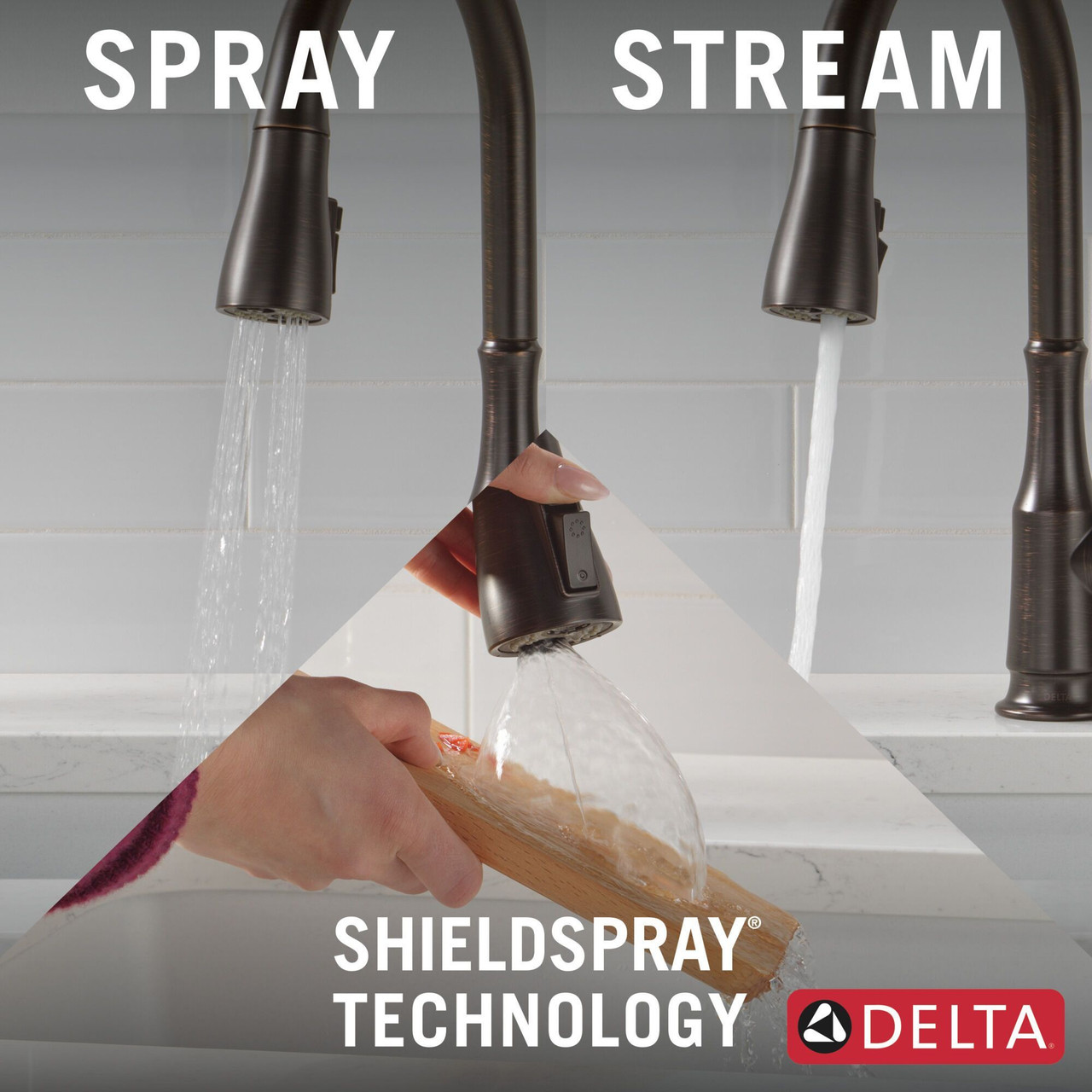 19877Z-RBSD-DST Capertee Single Handle Pull Down Kitchen Faucet with Soap Dispenser and ShieldSpray Technology, Venetian Bronze