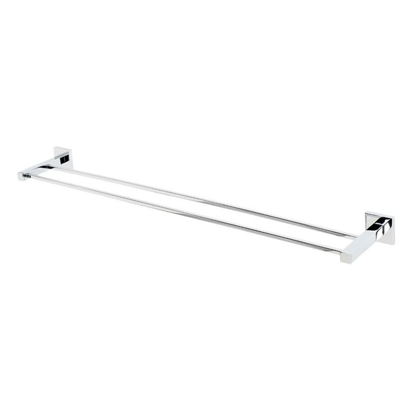 Double Towel Bar Modern in Polished Chrome