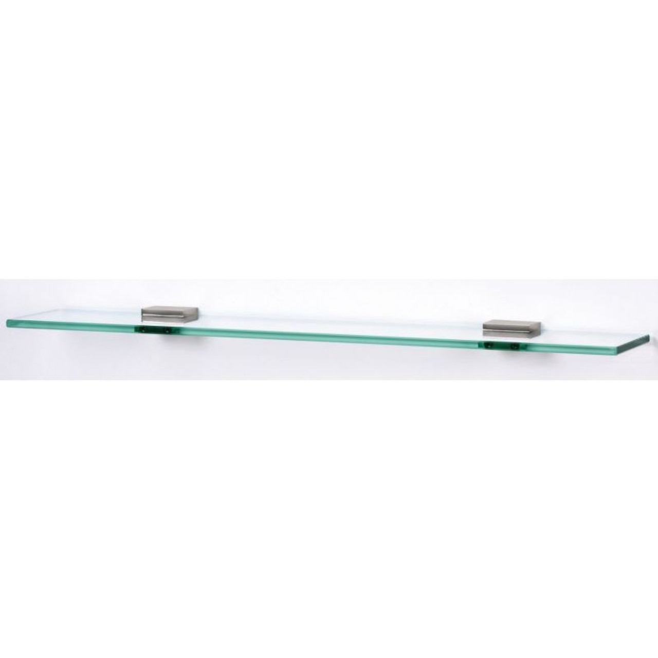 Alno Contemporary II A8455-18-SN 18-in Glass Shelf with Brackets Modern in Satin Nickel