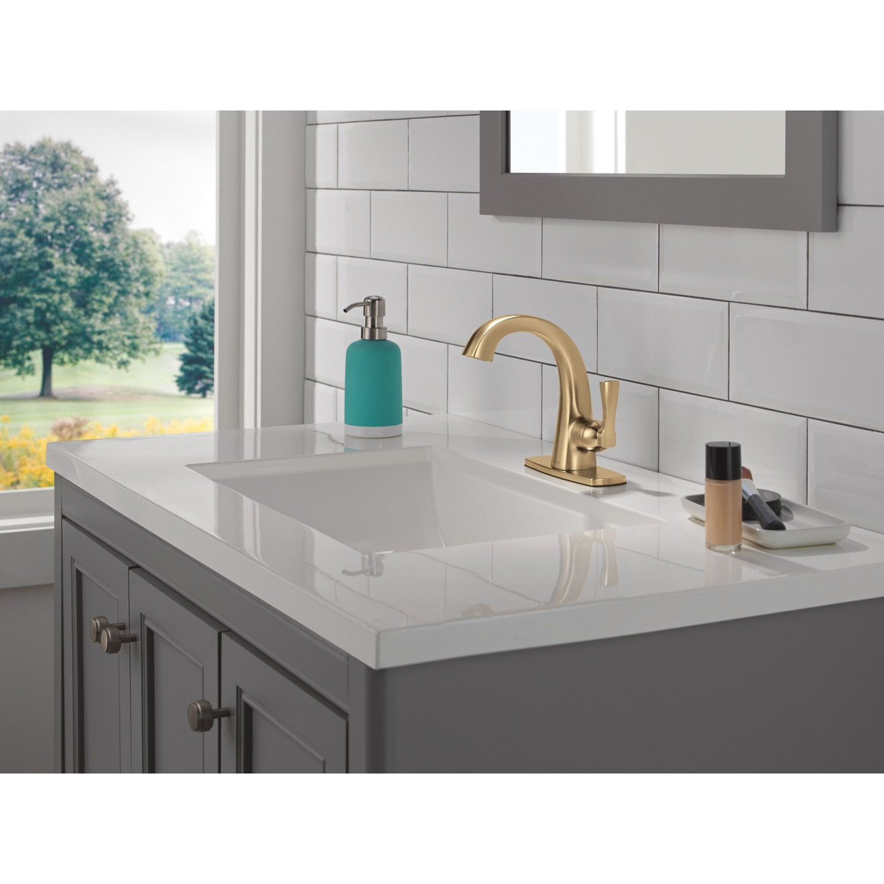 Delta 577-CZ-PR-MPU-DST Stryke 6.44-in x 6.00-in x 7.38-in Single Handle Bathroom Faucet, Lumicoat Champagne Bronze