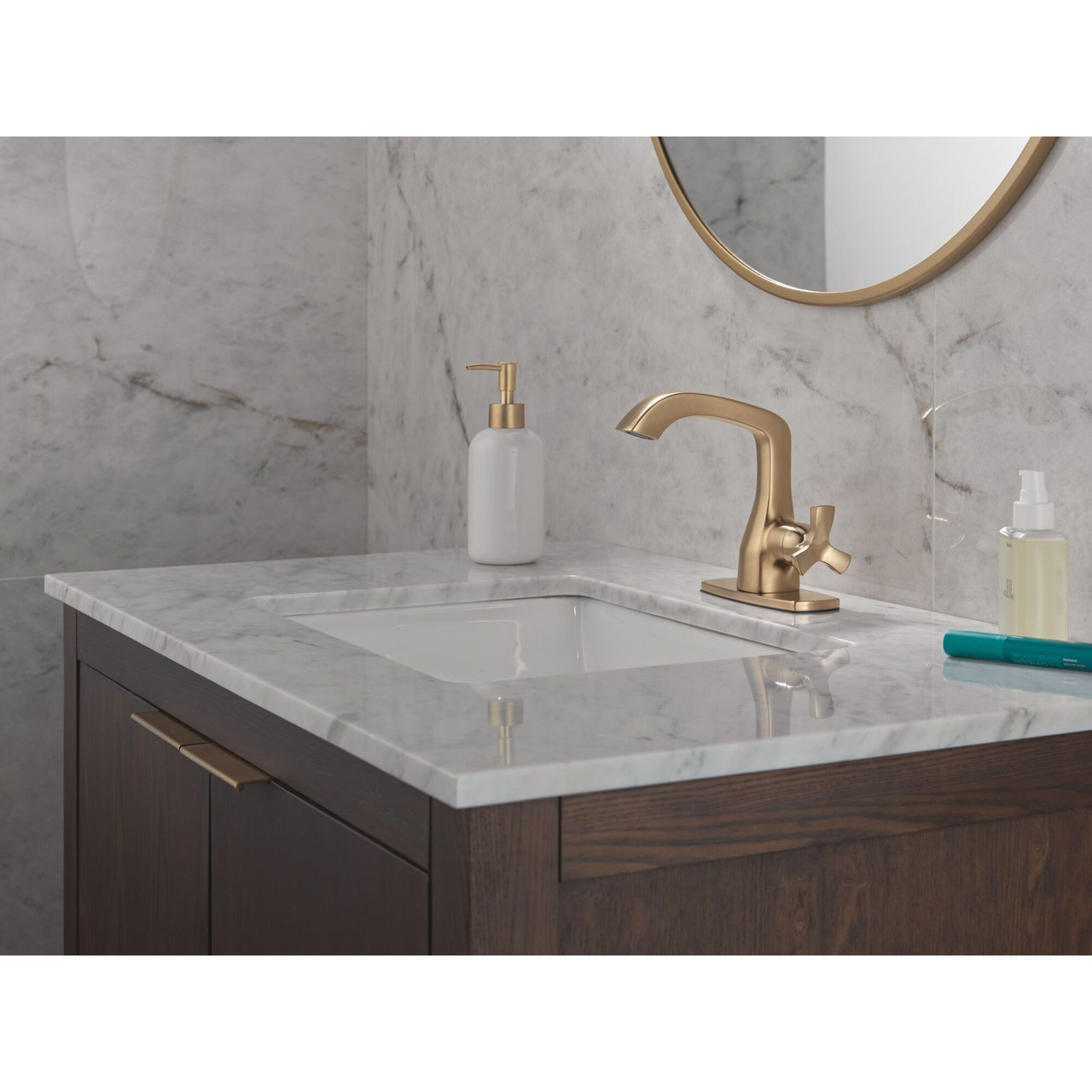 Delta 5766-CZ-PR-LPU-DST Stryke 6.56-in x 6.00-in x 6.88-in Single Handle Bathroom Faucet, Lumicoat Champagne Bronze