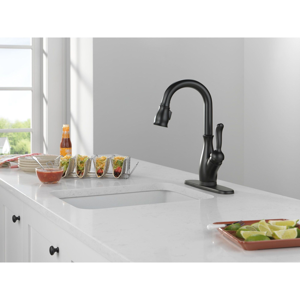 9678TL-BL-DST Leland 9.13-in x 3.50-in x 14.56-in Touch2O Bar and Prep Faucet with Touchless Technology, Matte Black