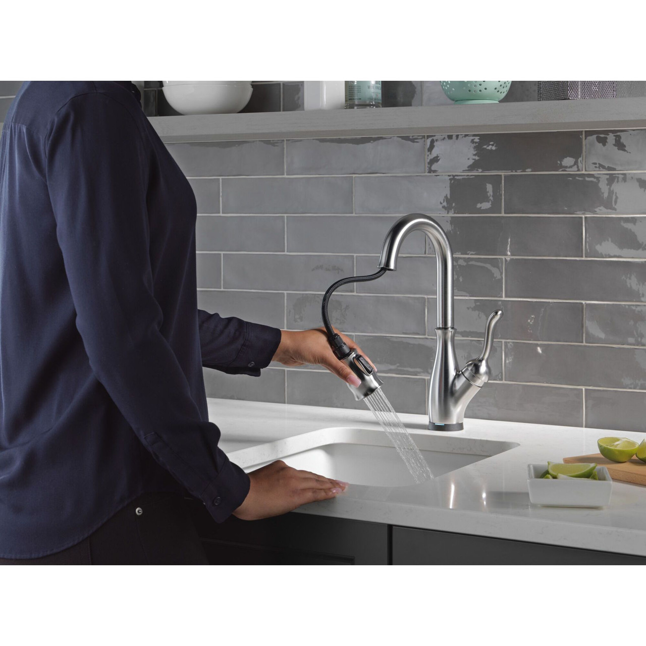 9678TL-AR-DST Leland 9.13-in x 3.50-in x 14.56-in Touch2O Bar and Prep Faucet with Touchless Technology, Arctic Stainless