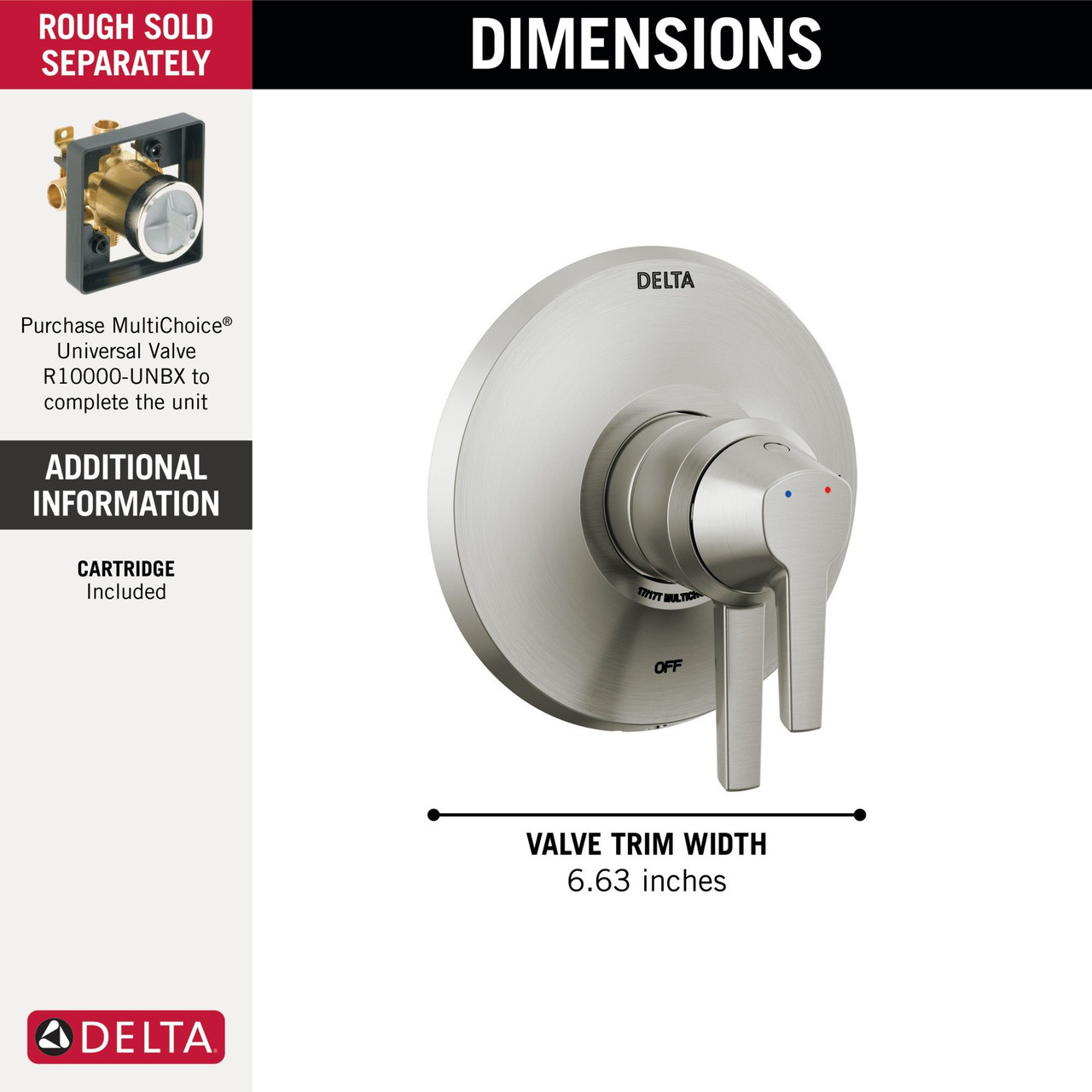 T17072-SS-PR Galeon 17 Series Valve Only Trim, Lumicoat Stainless