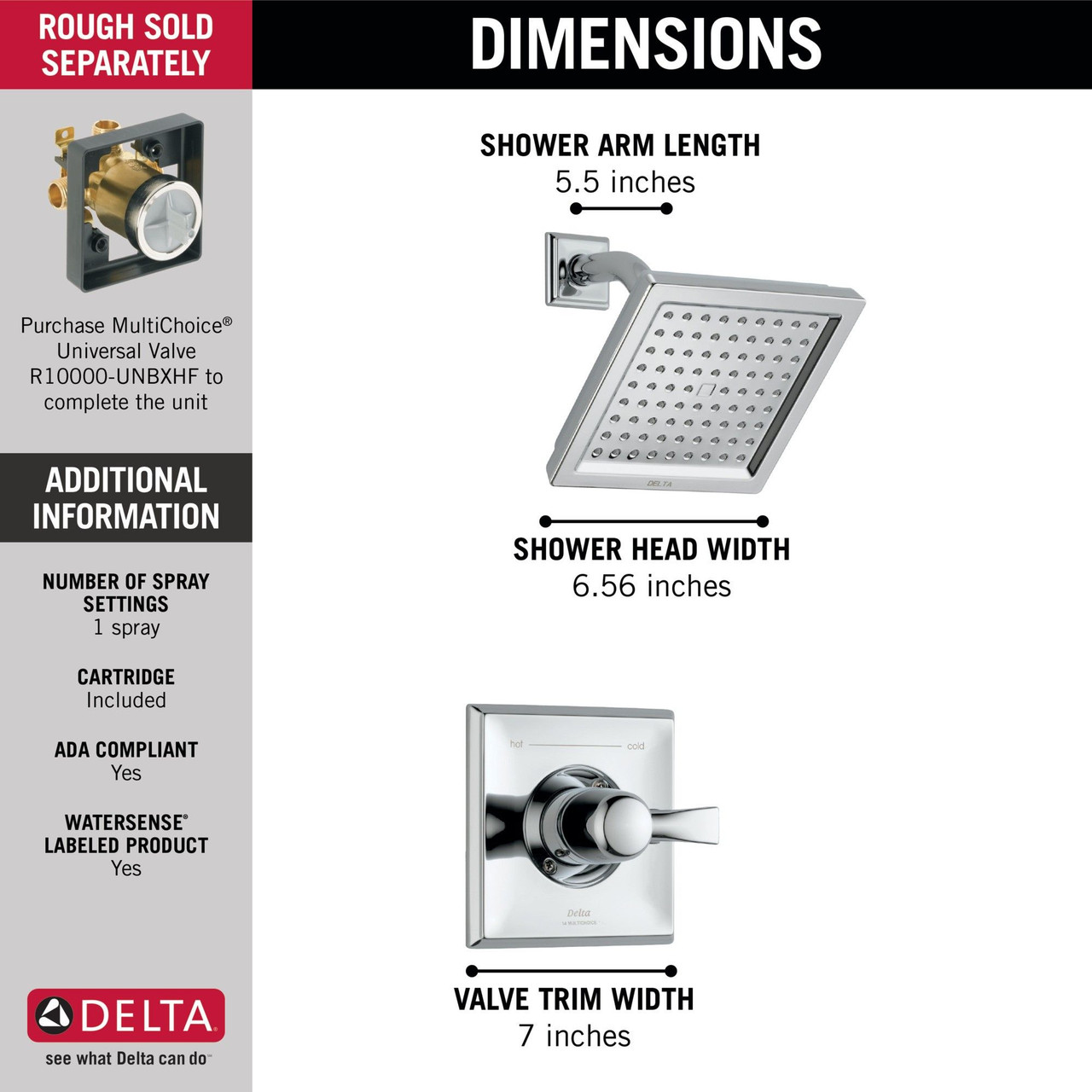 T14251-WE Dryden Monitor 14 Series Shower Trim, Chrome