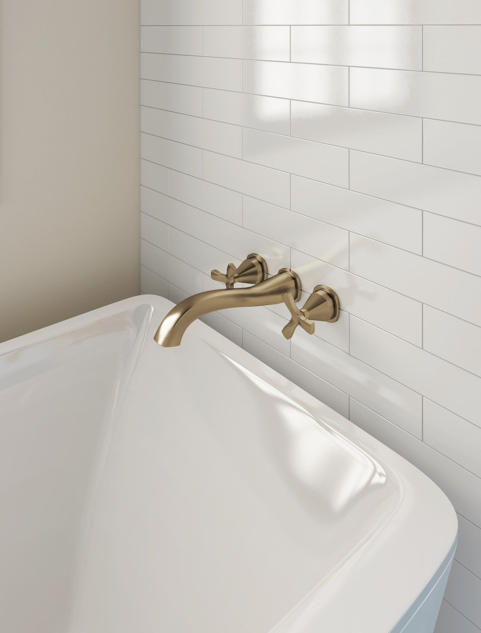 T57766-CZWL Stryke Delta Stryke Wall Mounted Tub Filler, Champagne Bronze