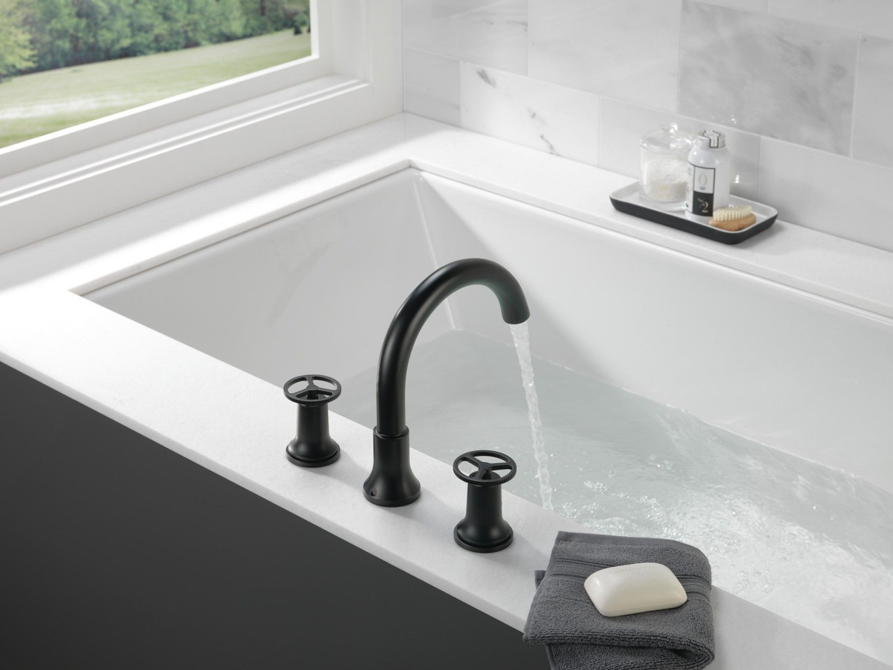 T2758-BL Trinsic Delta Trinsic Roman Tub Faucet Trim, Matte Black