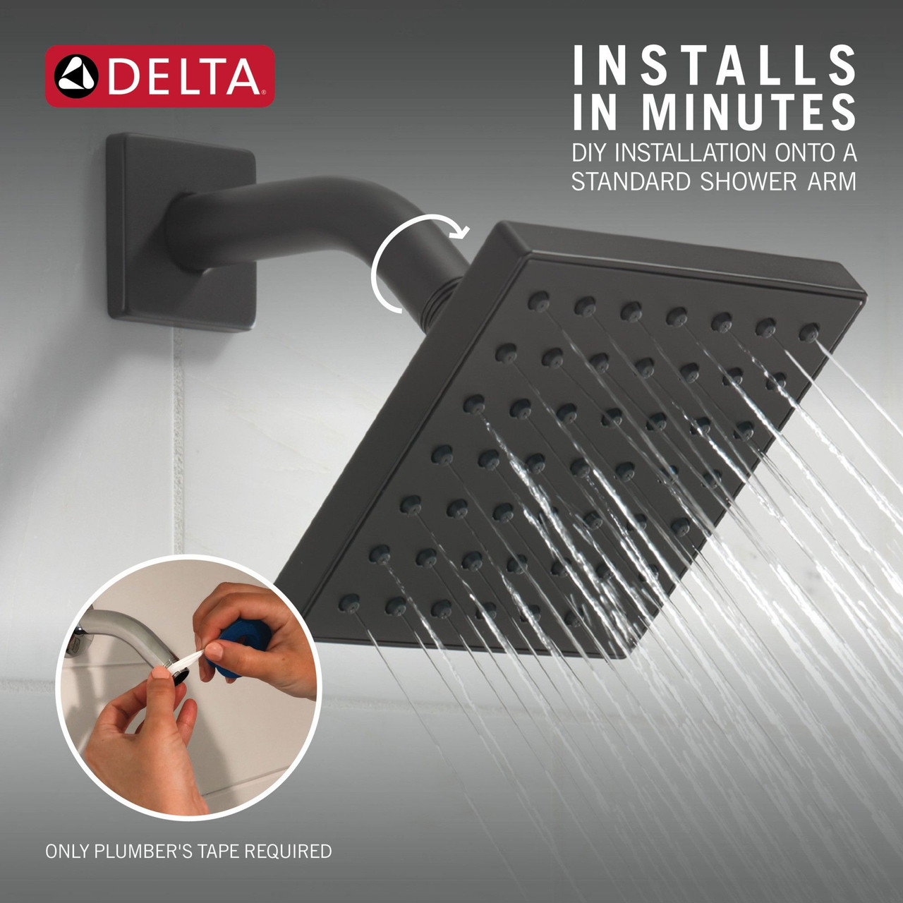 RP101846BL Modern Square Showerhead, Matte Black