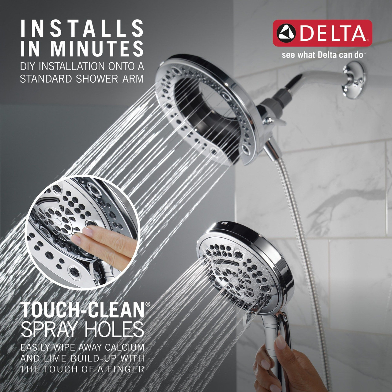 75687D Universal Showering Components In2ition 7-Setting Two-in-One Shower, Chrome