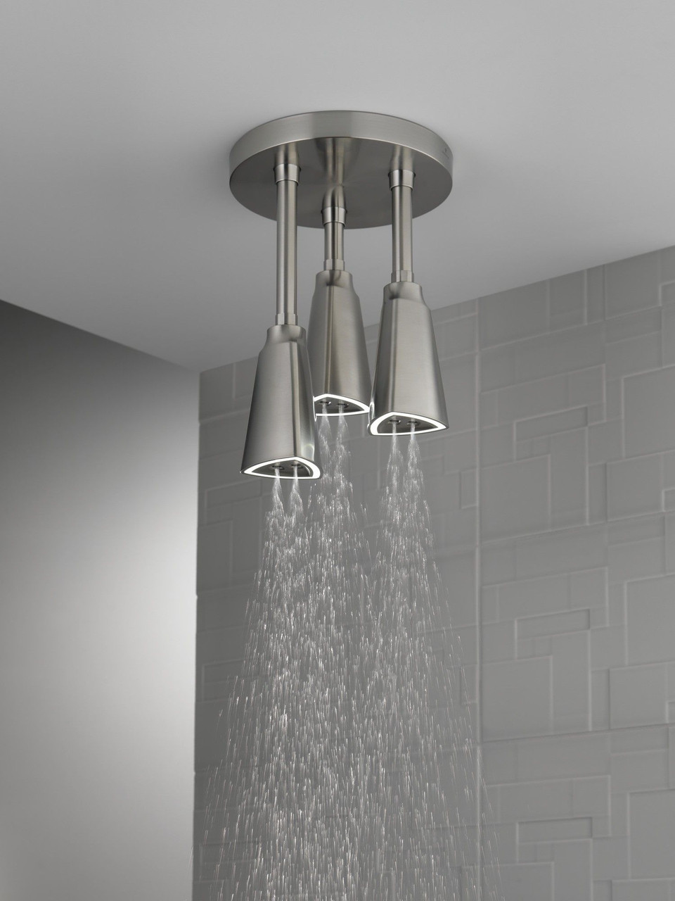 Delta 57140-SS25-L Universal Showering Components H2Okinetic Pendant Raincan Shower Head with LED Light, Stainless