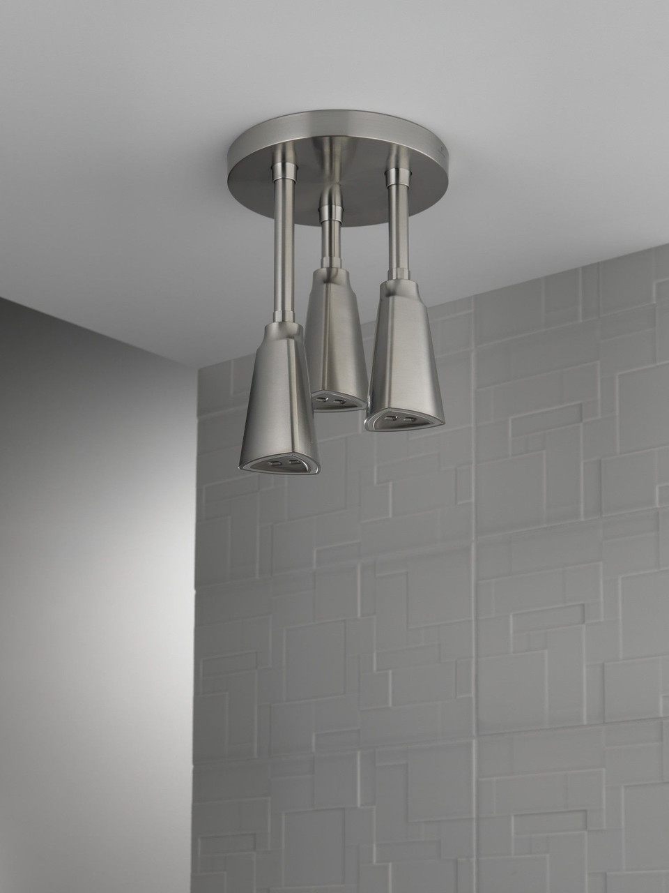 57140-SS25-L Universal Showering Components H2Okinetic Pendant Raincan Shower Head with LED Light, Stainless