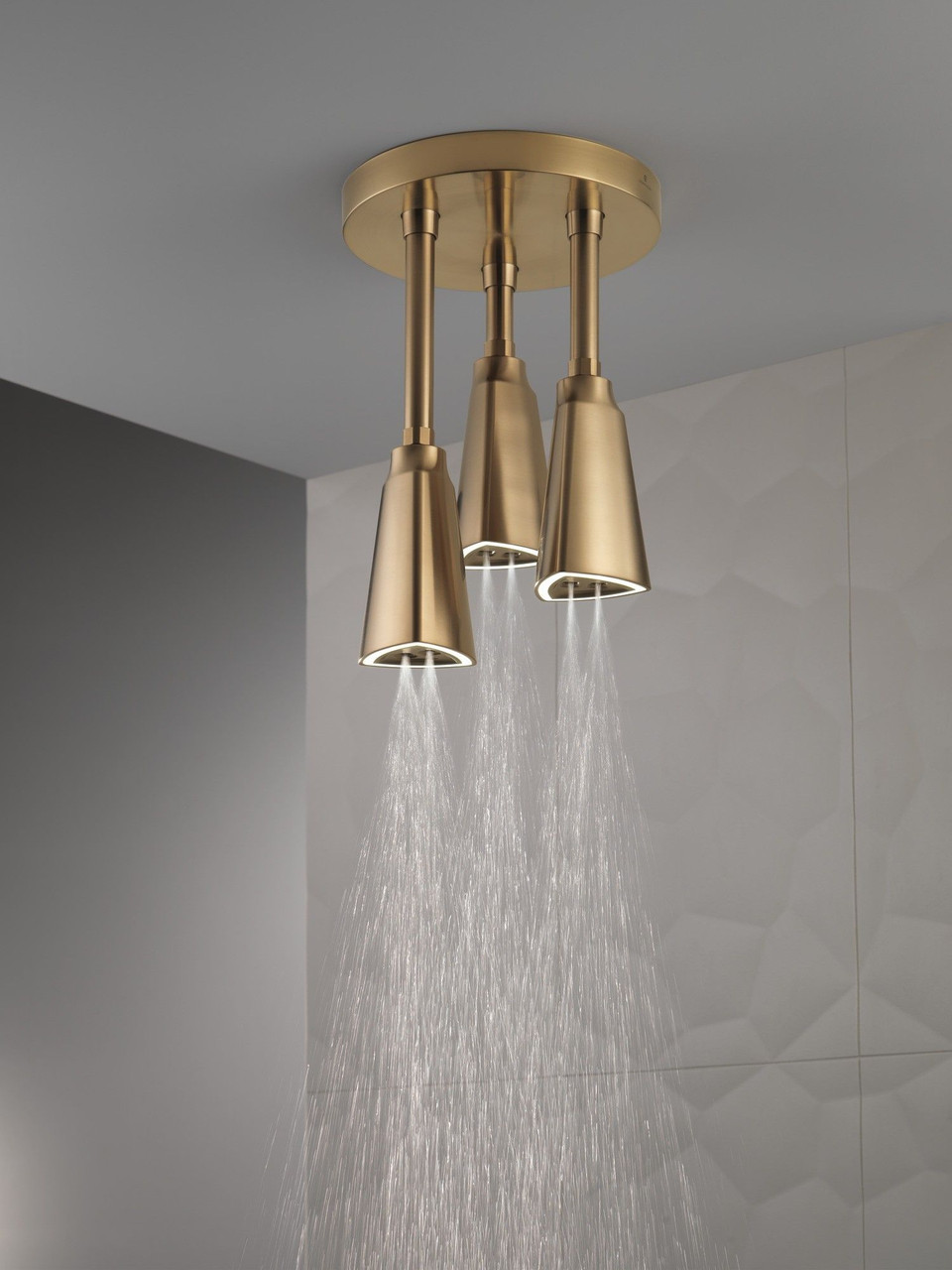 Delta 57140-CZ25-L Universal Showering Components H2Okinetic Pendant Raincan Shower Head with LED Light, Champagne Bronze