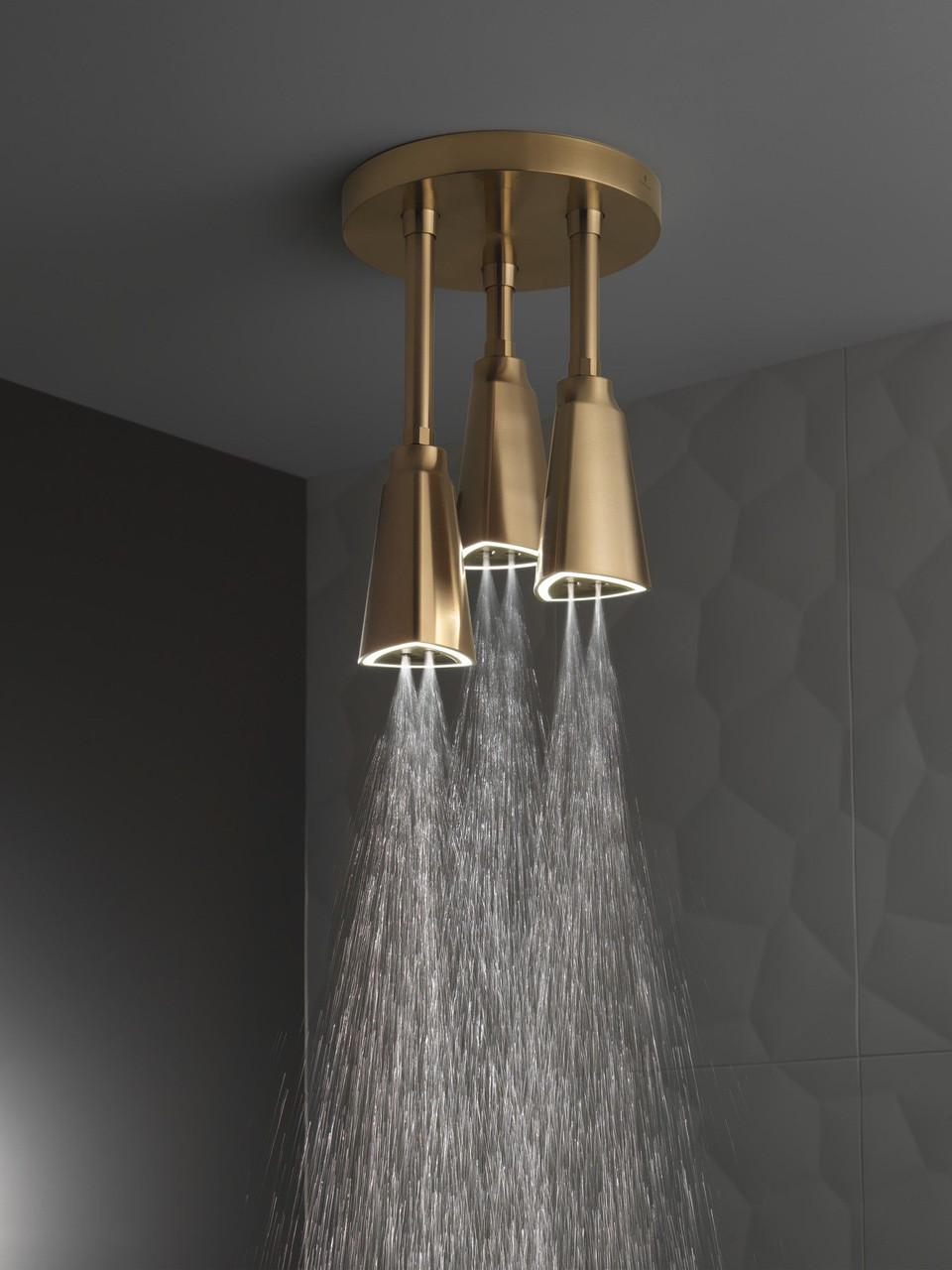 57140-CZ25-L Universal Showering Components H2Okinetic Pendant Raincan Shower Head with LED Light, Champagne Bronze