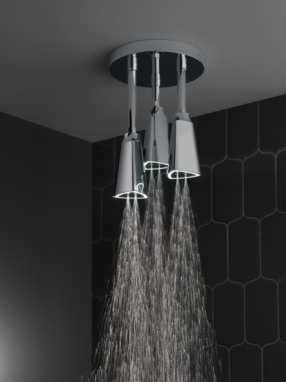 57140-25-L Universal Showering Components H2Okinetic Pendant Raincan Shower Head with LED Light, Chrome