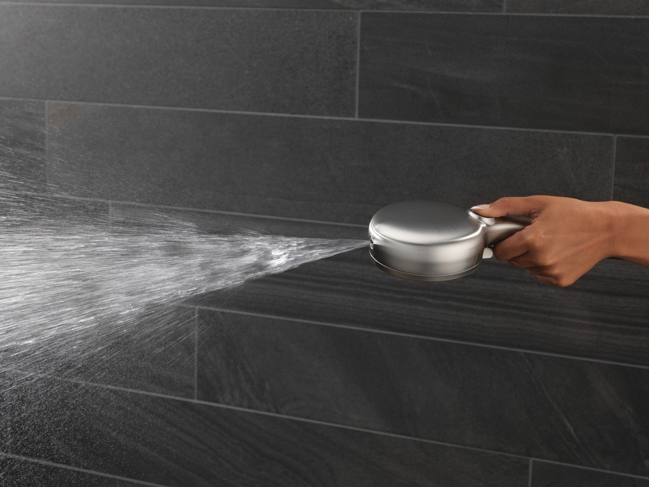 55884-SS-PR Universal Showering Components 7-Setting Wall Mount Hand Shower with Cleaning Spray, Lumicoat Stainless