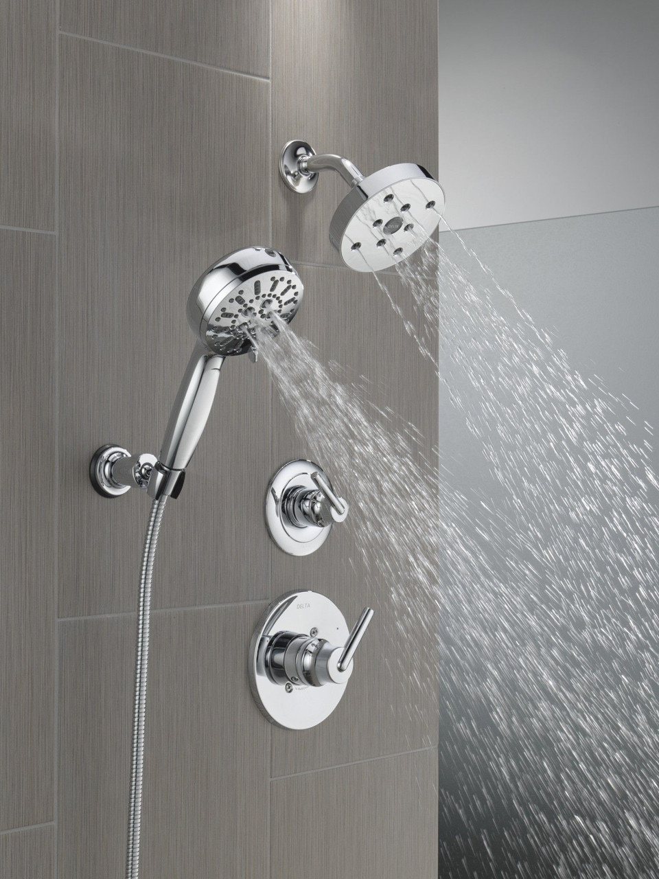 Delta 55884-PR Universal Showering Components 7-Setting Wall Mount Hand Shower with Cleaning Spray, Lumicoat Chrome