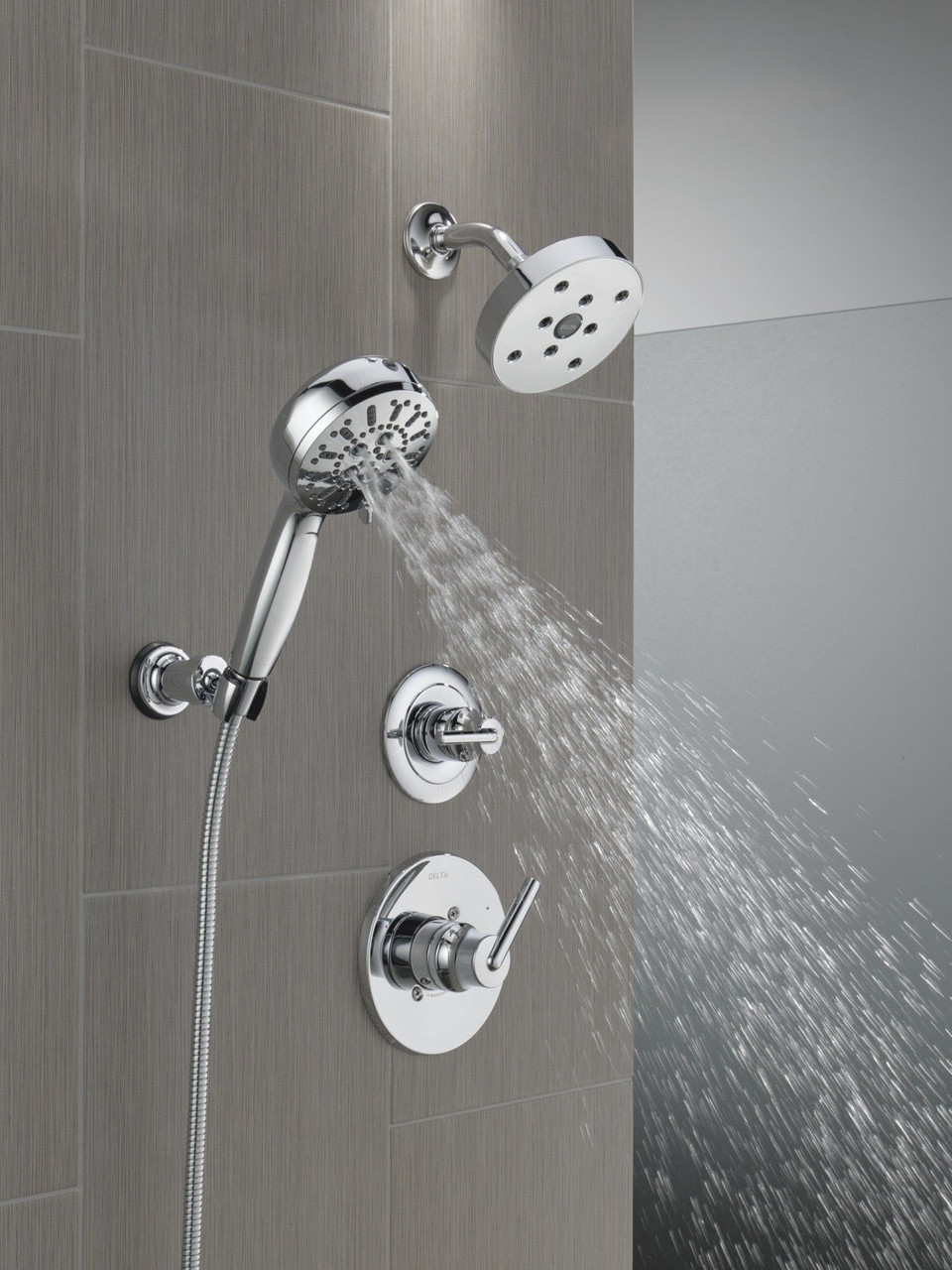 Delta 55884-PR Universal Showering Components 7-Setting Wall Mount Hand Shower with Cleaning Spray, Lumicoat Chrome
